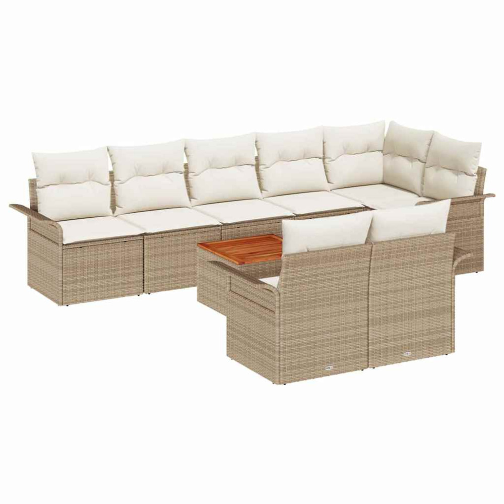 Ensemble de canapé de jardin avec coussin 9 pcs beige et crème