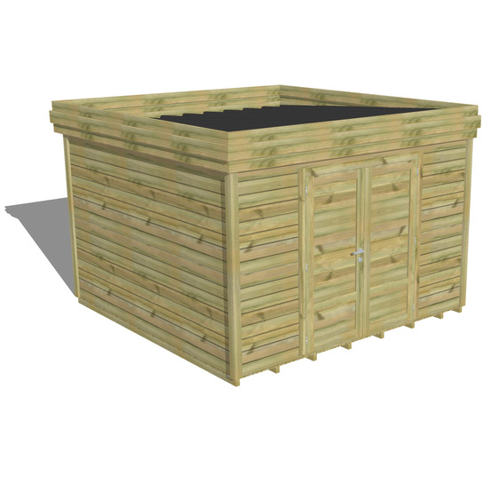 Abri de jardin bois pin traité autoclave 27mm - 3,44x3,44m / 12m2 - bac acier - plancher bois