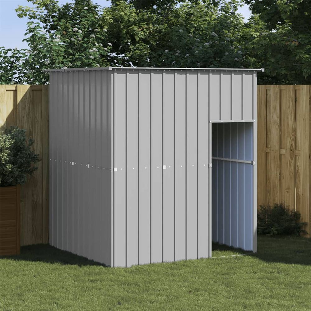 Niche pour chien acier galvanisé avec toit pour jardin extérieur gris clair