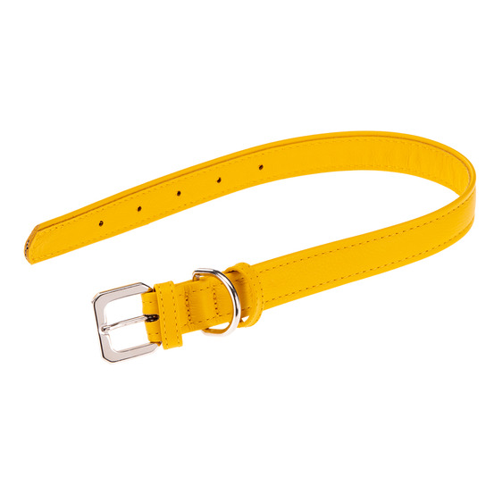Collier pour chiens vogue cf25/49, cuir véritable, réglable, boucle en métal, jaune