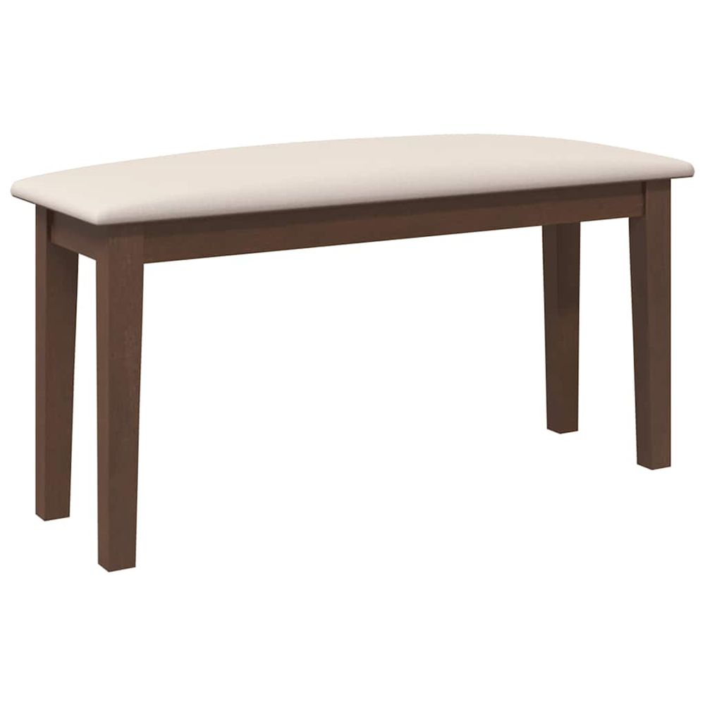 Banc 90 cm marron bois massif caoutchouc