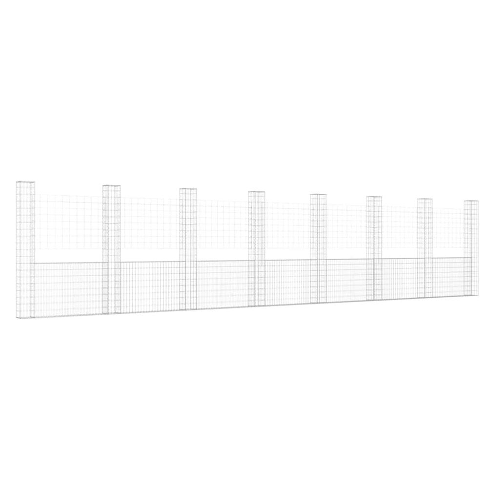 Panier de gabion en forme de u avec 8 poteaux fer 860x20x200 cm