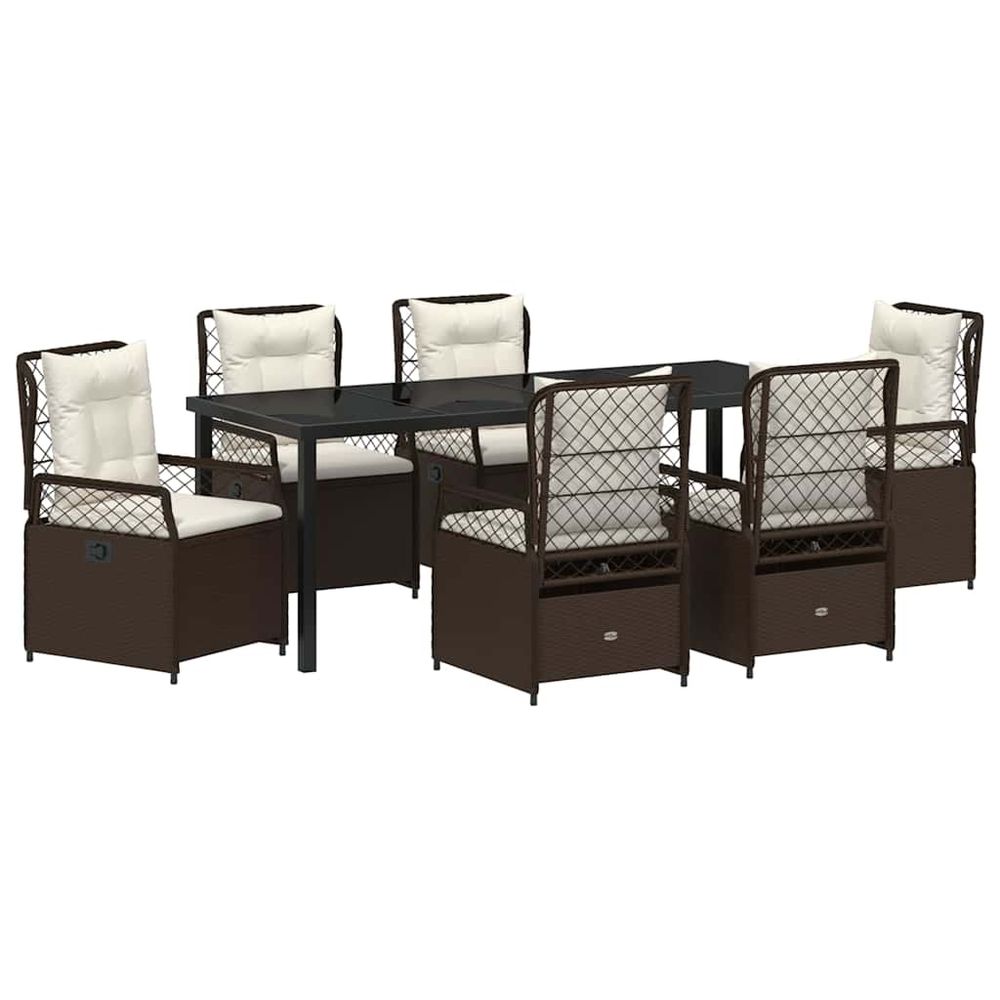 Ensemble de salle à manger pour jardin 7 pc marron polyrotin
