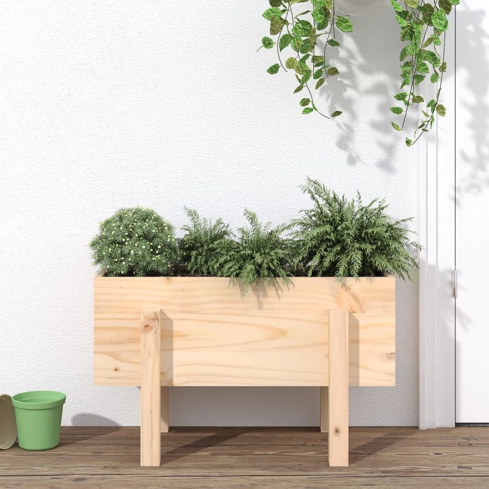 Jardinière en bois de pin massif pour jardin balcon 62x30x38 cm brun