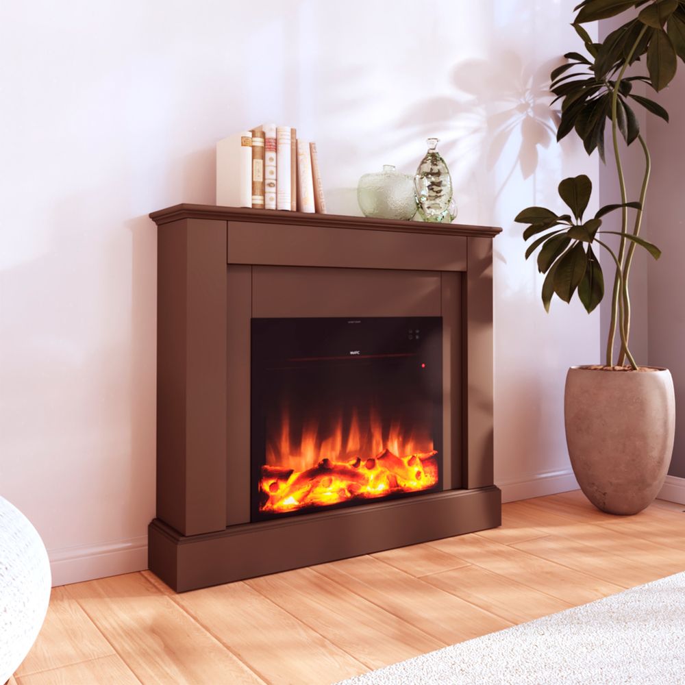 Cheminee electrique en bois 100cm led realiste telecommande incluse mpc camillo