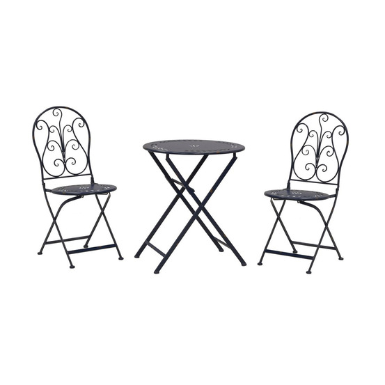 Table et chaises de jardin en métal laqué