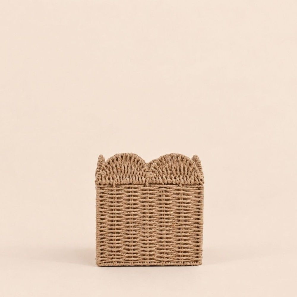 Panier carré en corde de papier festonné 20cm