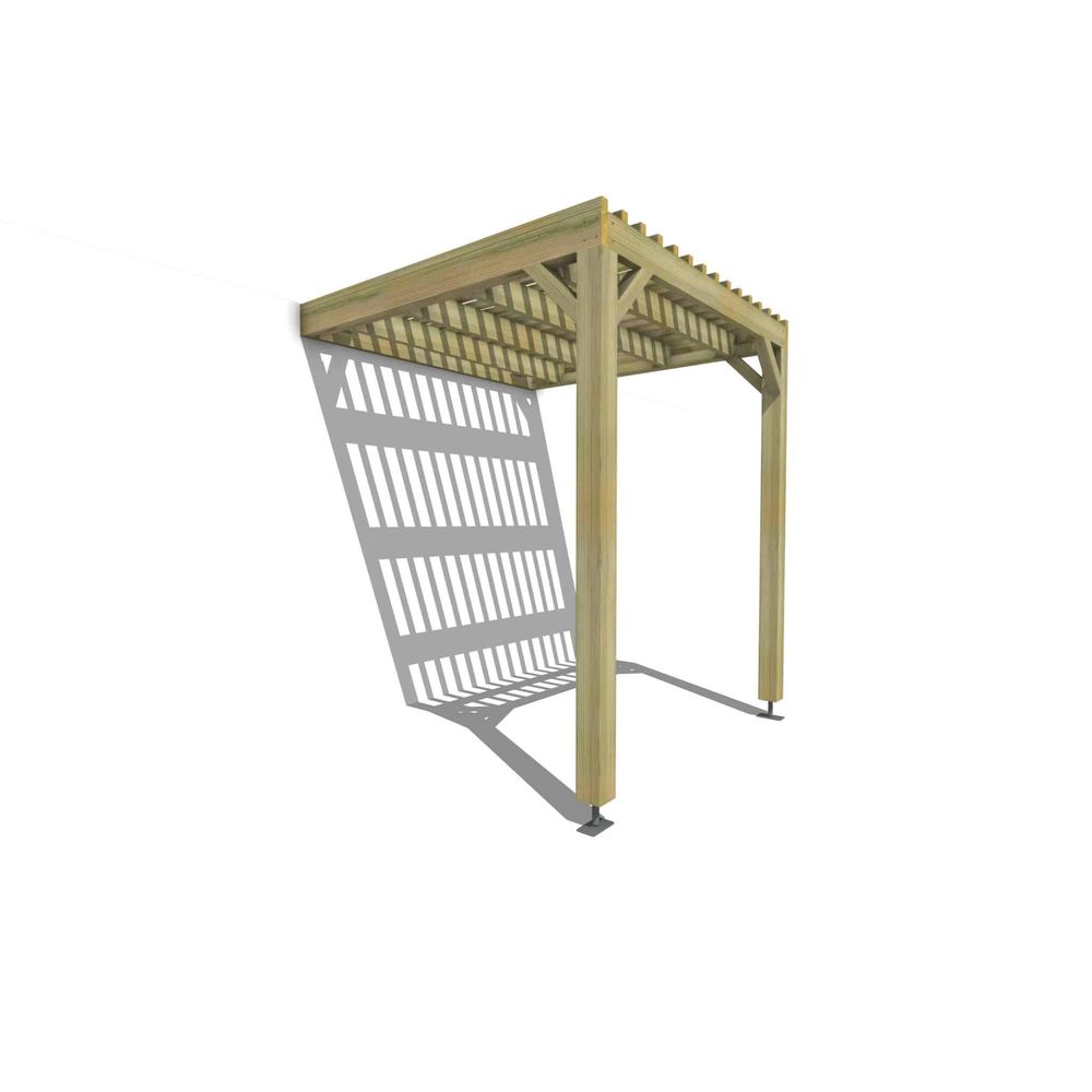 Pergola bois • 2m x 2m • adossée • sens largeur • lattage bois • livraison comprise