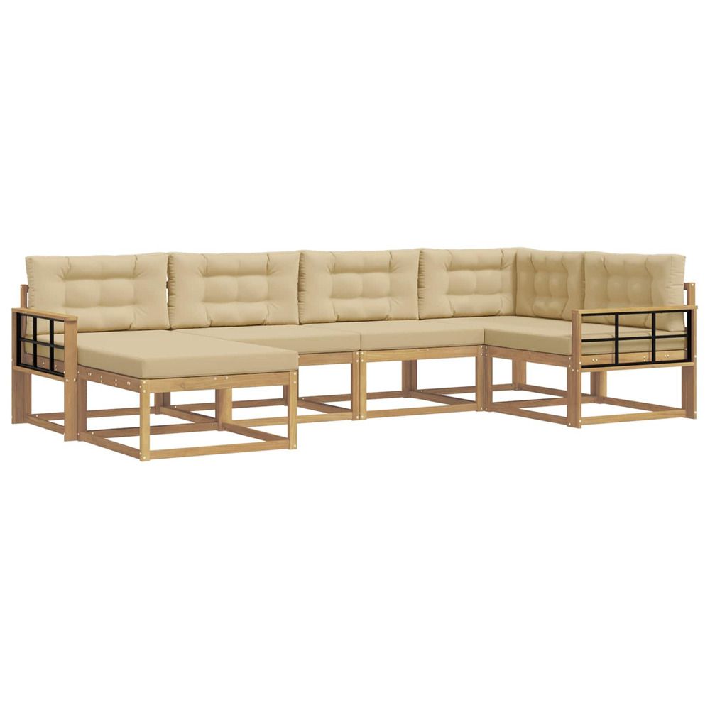 Ensemble de canapés d'extérieur 5 pc blanc et beige polyester