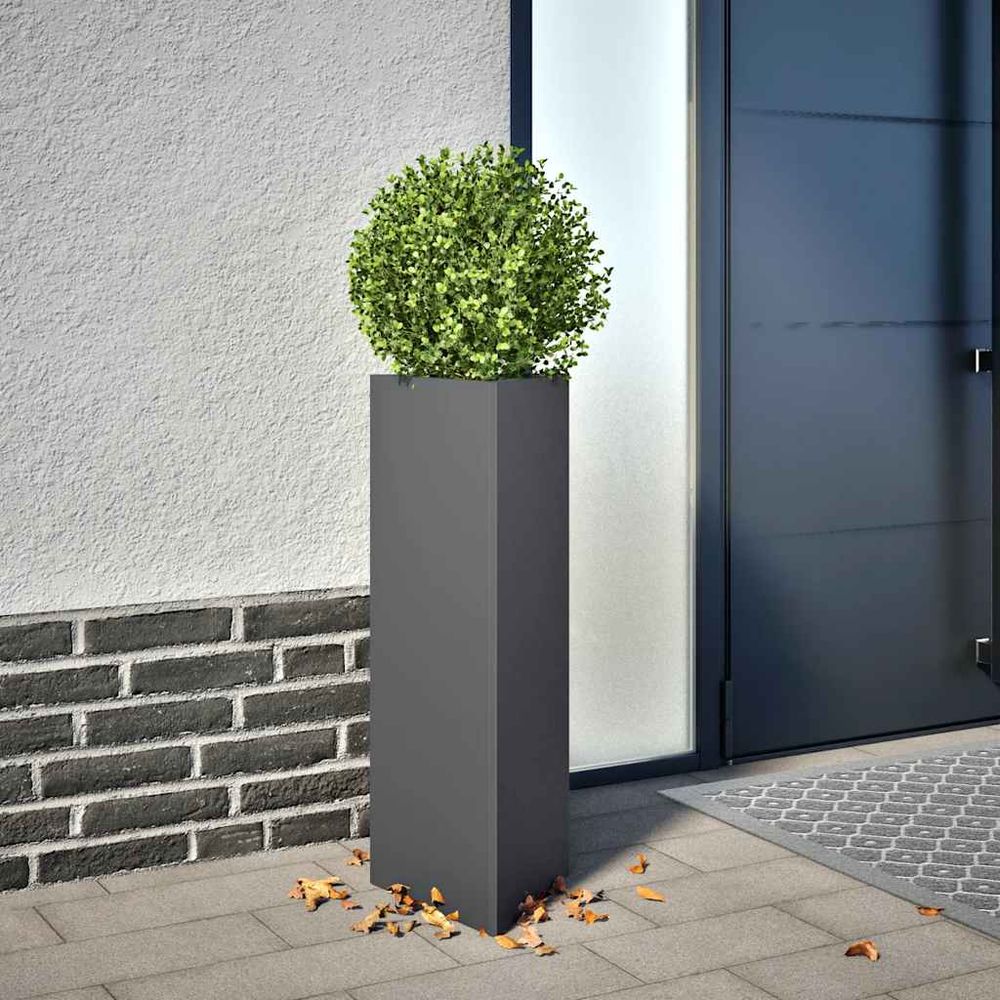 Jardinière haute triangulaire acier pour balcon jardin 75 cm anthracite