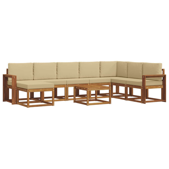 Ensemble de canapés d'extérieur 9 pcs naturel et beige