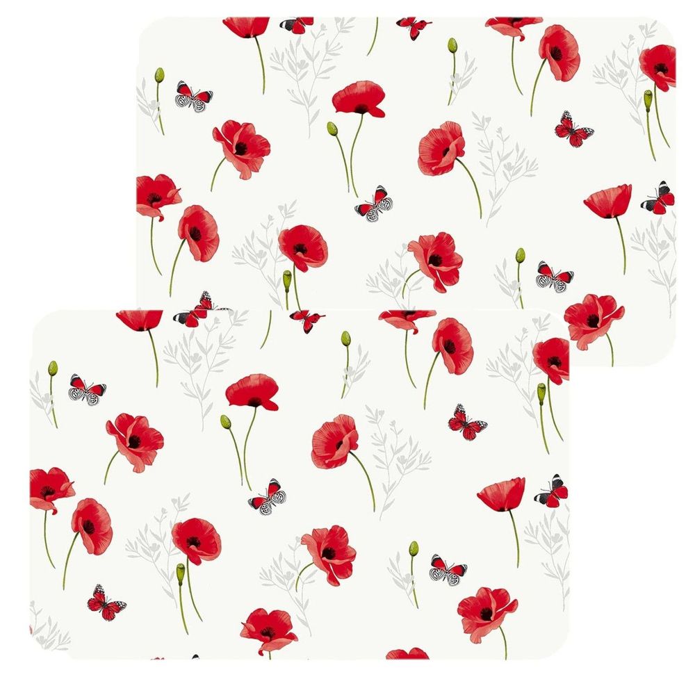 Lot de 2 sets de table coquelicots - 44 x 30 cm - rouge