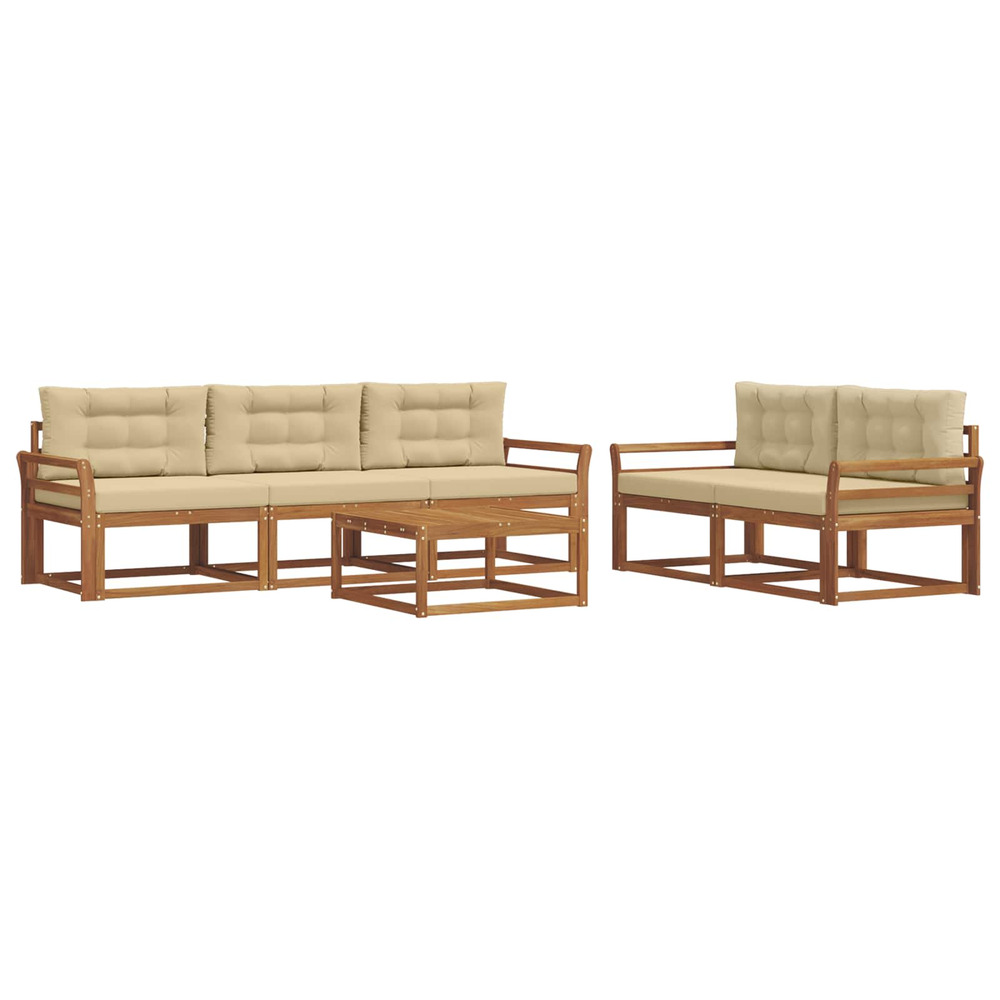 Ensemble de canapés d'extérieur 6 pcs naturel et beige