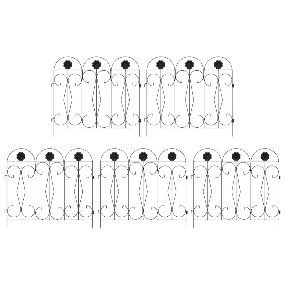 Clôture de jardin 5 pc acier noir