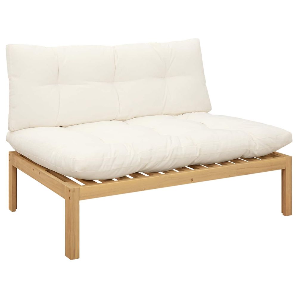 Unité de canapé du milieu acacia clair et blanc crème