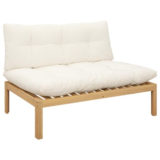 Unité de canapé du milieu acacia clair et blanc crème