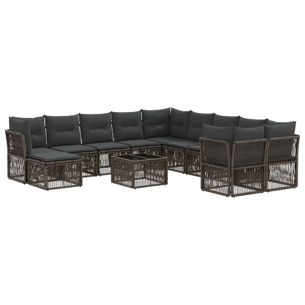 Ensemble de canapé de jardin 12 pc gris polyrotin