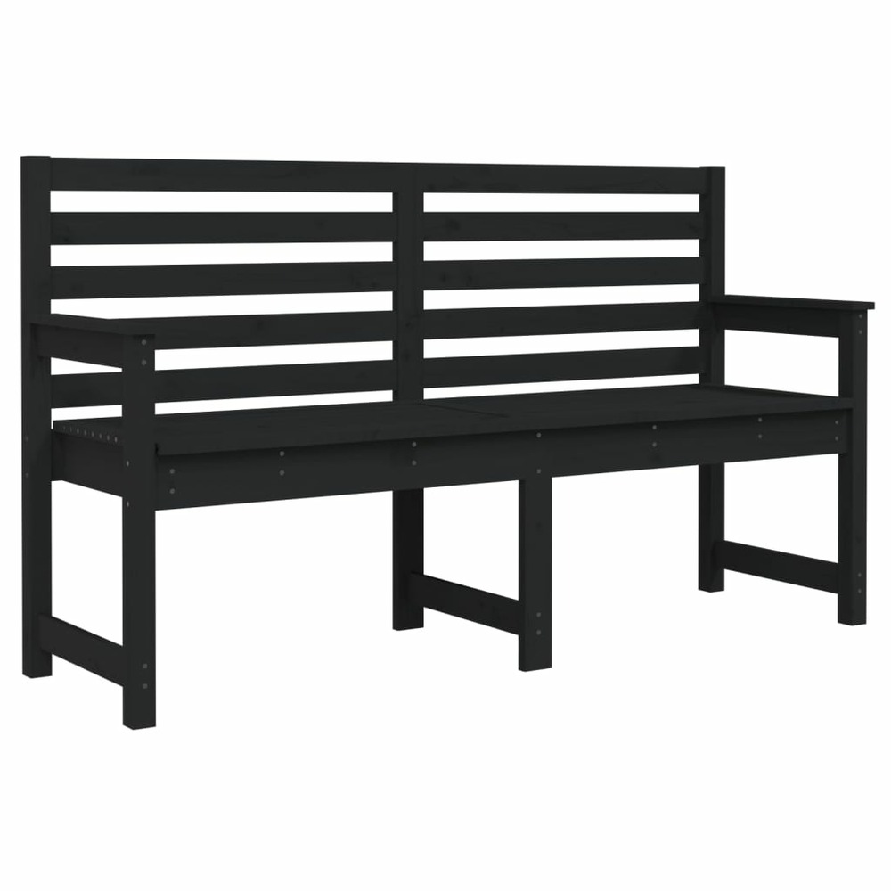 Banc de jardin meuble de patio d'extérieur terrasse noir 159,5 x 48 x 91,5 cm bois massif de pin