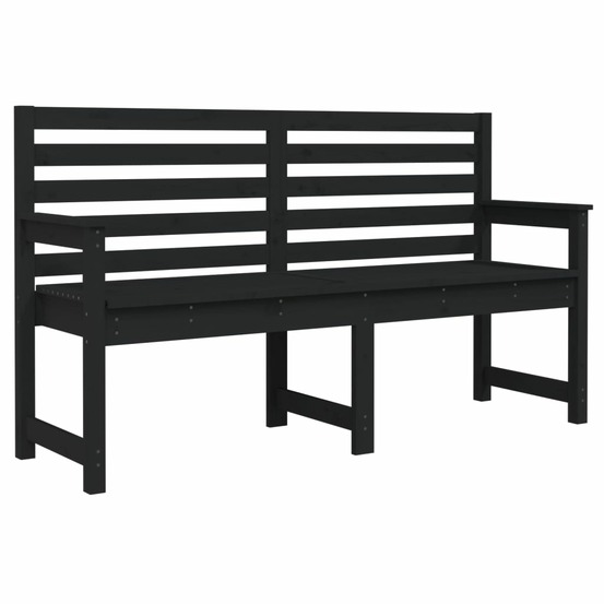 Banc de jardin meuble de patio d'extérieur terrasse noir 159,5 x 48 x 91,5 cm bois massif de pin