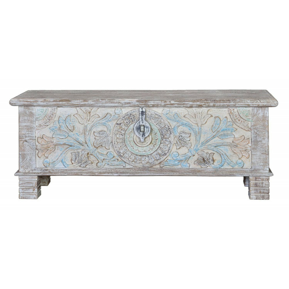 Coffre bois multicolore - méloria décoration d'autrefois