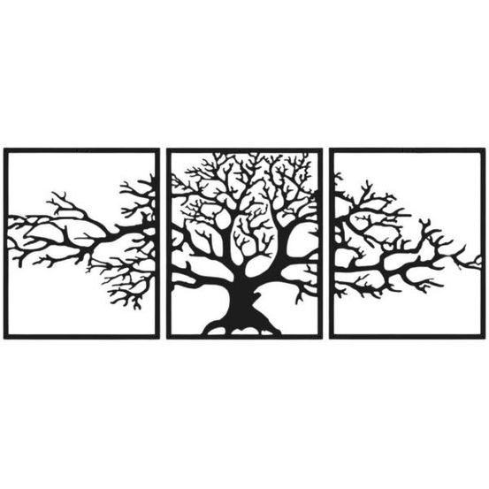 Décoration murale en métal en 3 parties arbre