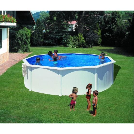 Piscine blanche avec cadre en acier diamètre 460 cm