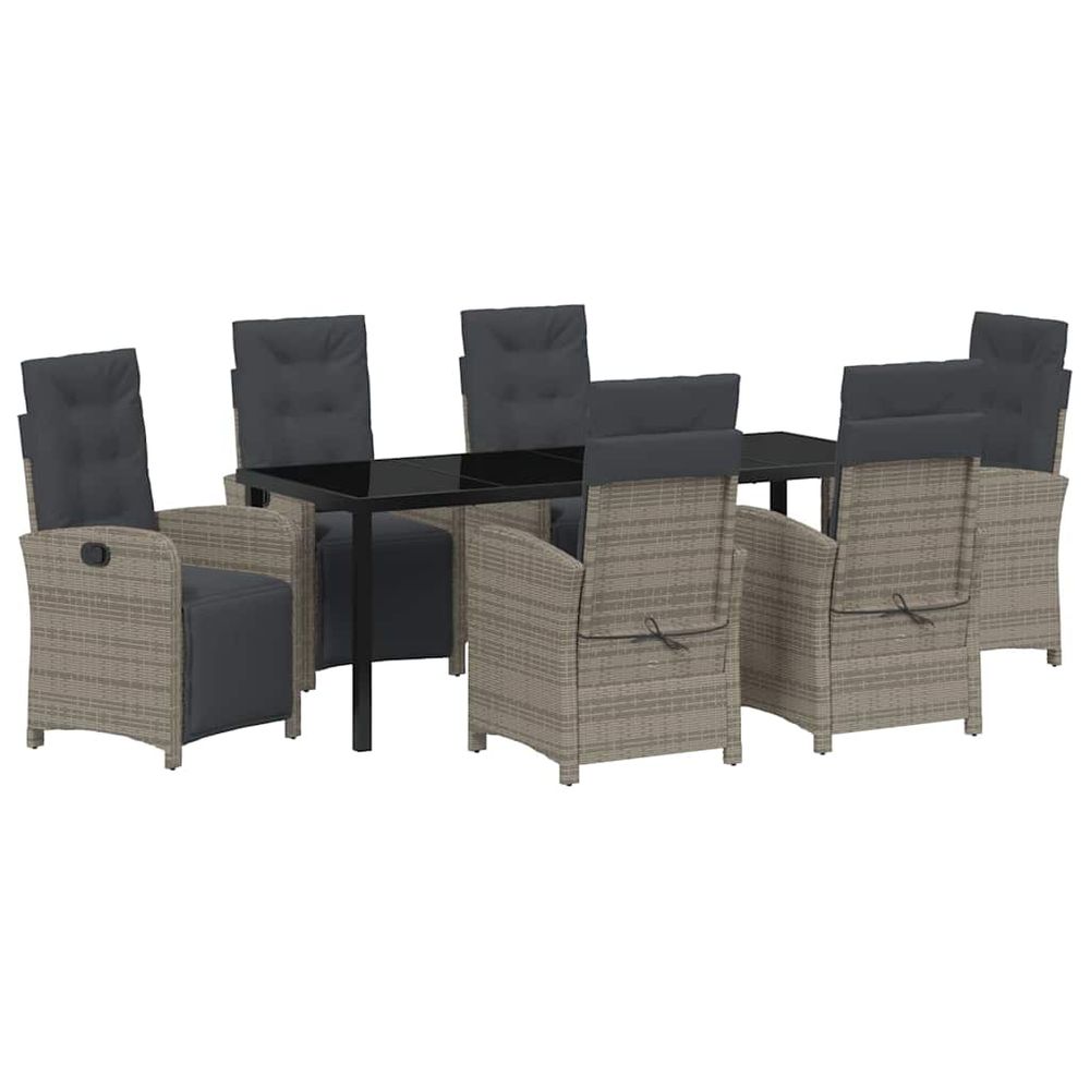 Ensemble de salle à manger pour jardin 7 pc gris polyrotin