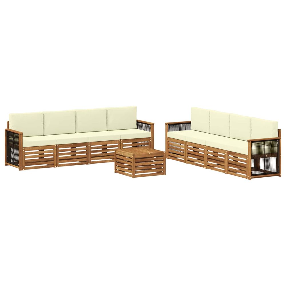 Ensemble de canapés d'extérieur 9 pc naturel et crème