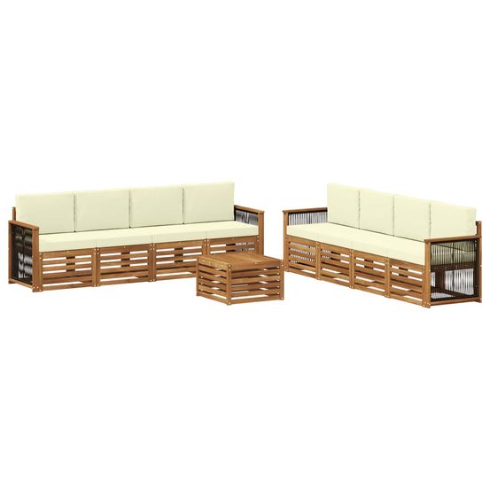 Ensemble de canapés d'extérieur 9 pc naturel et crème