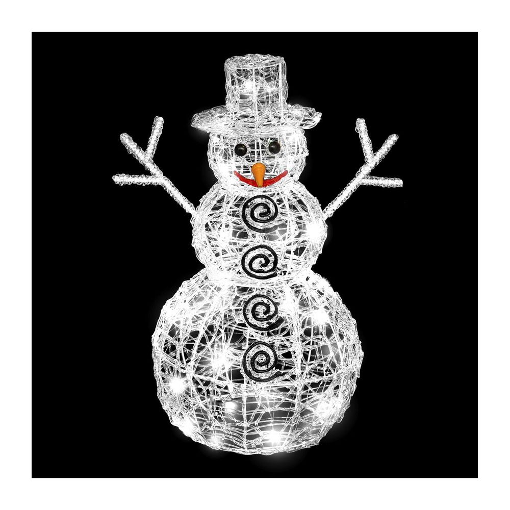 Déco lumineuse bonhomme de neige 3d 96 led blanc froid 8 jeux de lumière h 57 cm