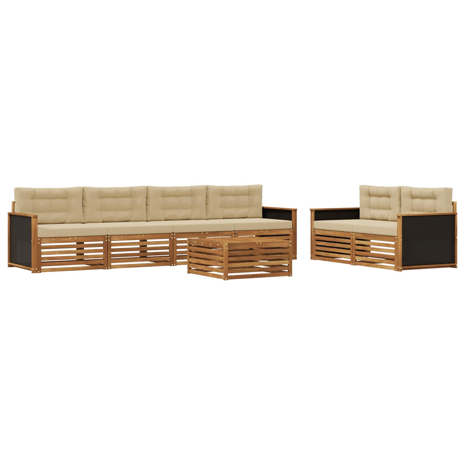 Ensemble de canapés d'extérieur 7 pcs naturel et beige