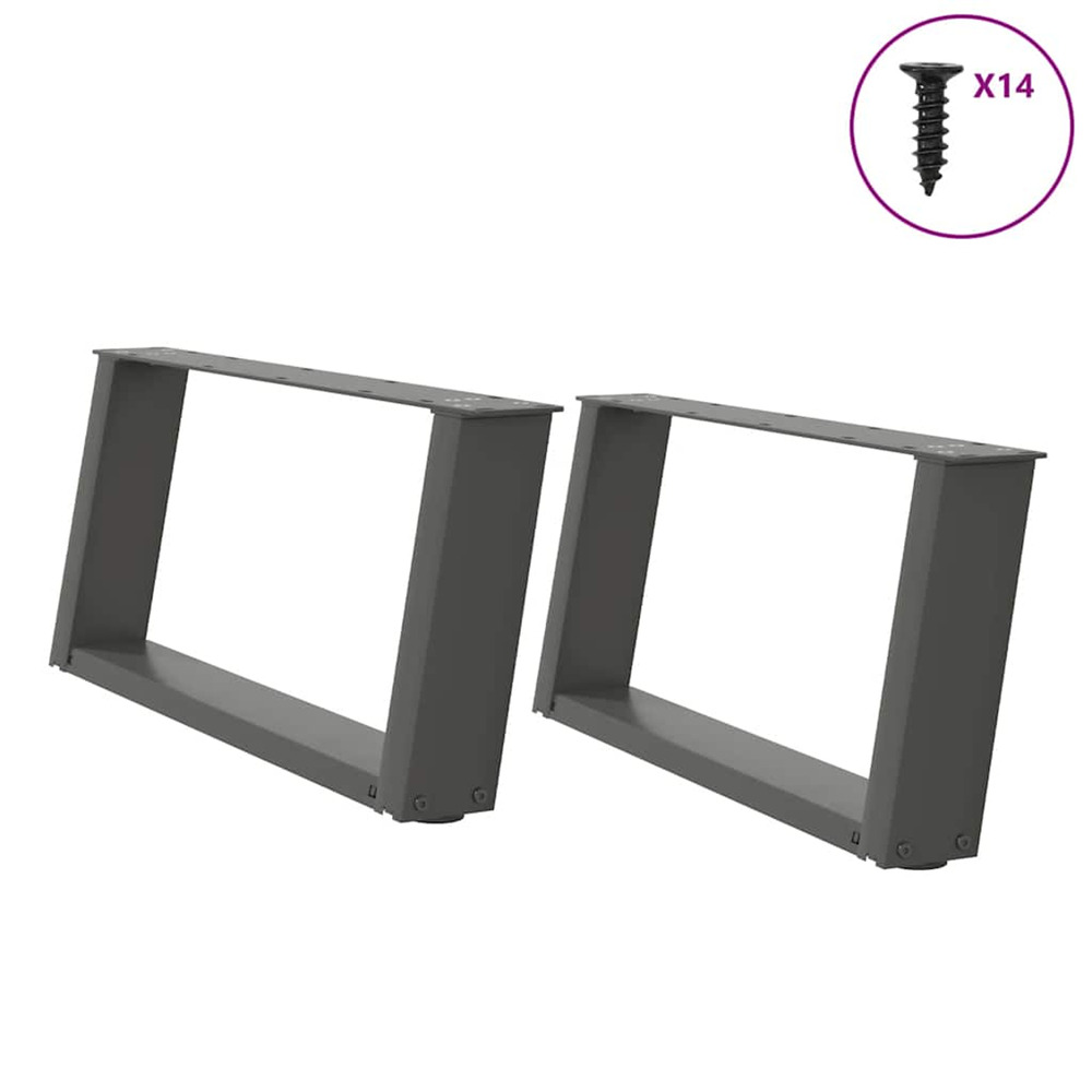 Pieds de table basse en u 2 pièces anthracite 60 x (30-31) cm acier