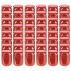 48 pcs pots à confiture avec couvercle rouge verre 230 ml