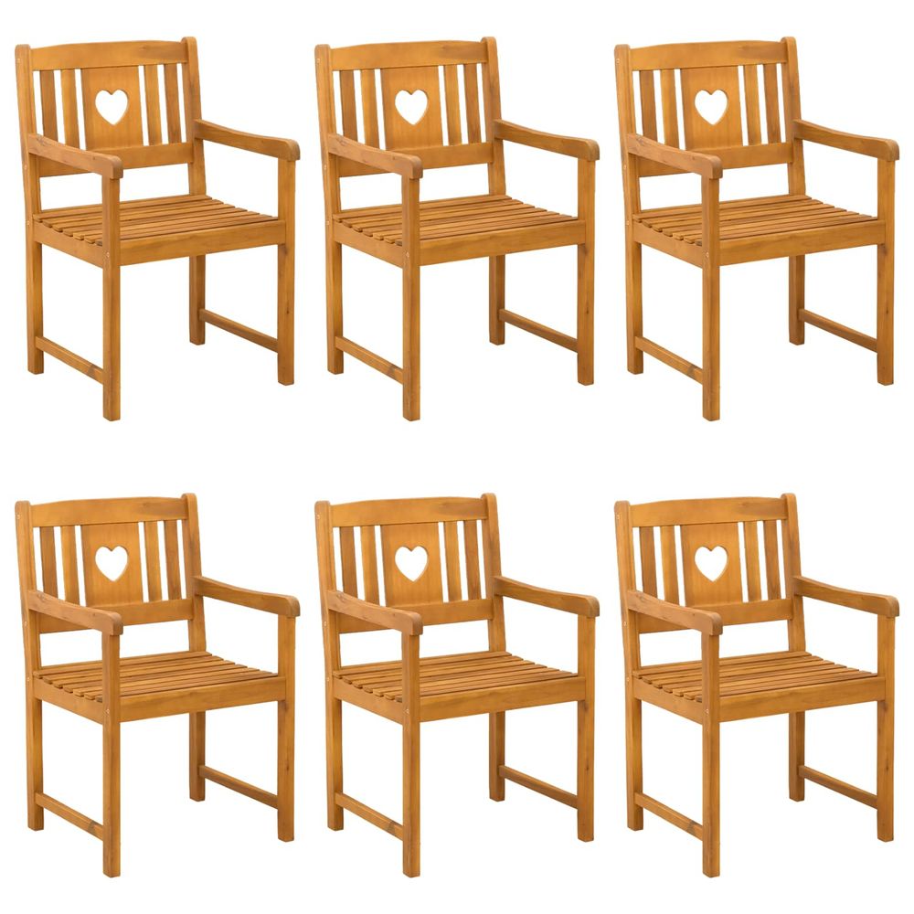Chaises de jardin 6 pc naturel bois d'acacia massif