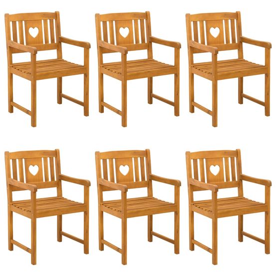 Chaises de jardin 6 pc naturel bois d'acacia massif