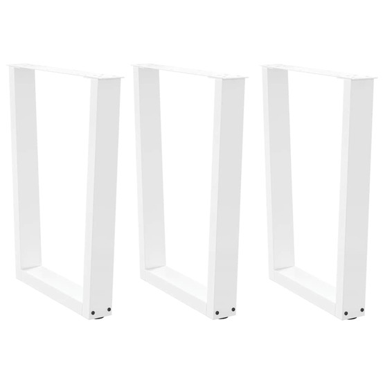 Pieds de table à manger en forme de v, 3 pièces, blanc, 70 x (72-73,3) cm, acier
