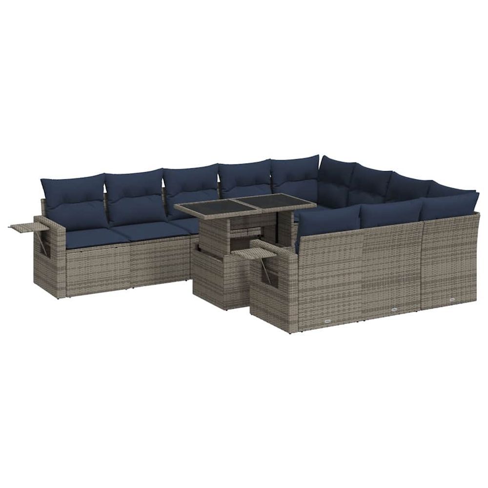 Ensemble de canapés de jardin 11 pcs et coussins rotin acacia