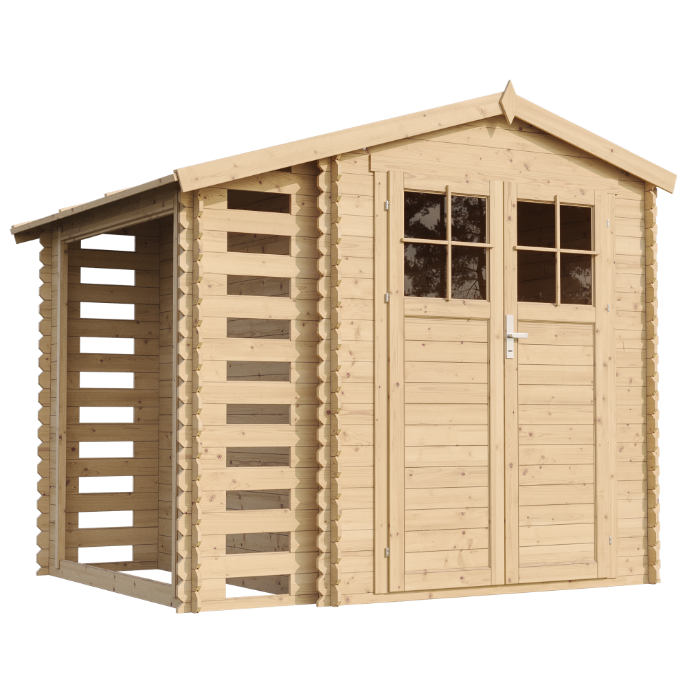 Abri de jardin en bois avec à bûches 4,47 m² - h218 x 272 x 206 cm - porte verrouillable de haute qualité - m386f