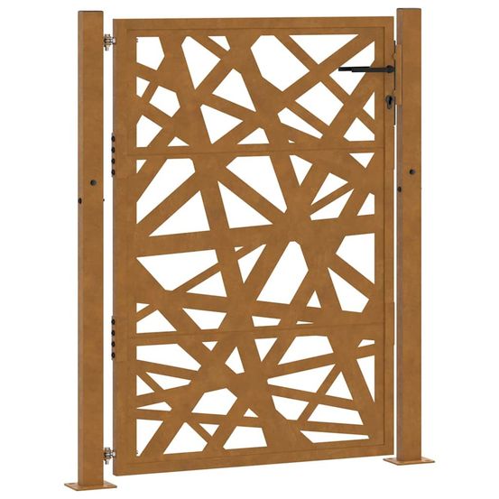 Portail de jardin 100x125 cm en acier patiné, design léger