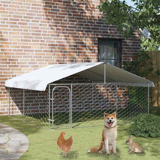 Chenil carré xxl 3x3m en acier galvanisé avec toit de protection
