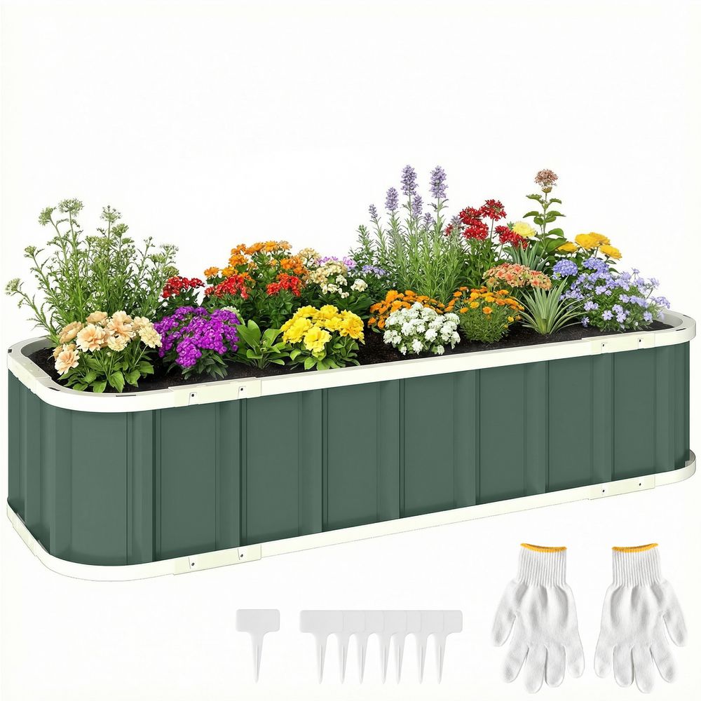 Carré potager acier galvanisé extérieur bords pliés sans outil 136x52x31cm vert