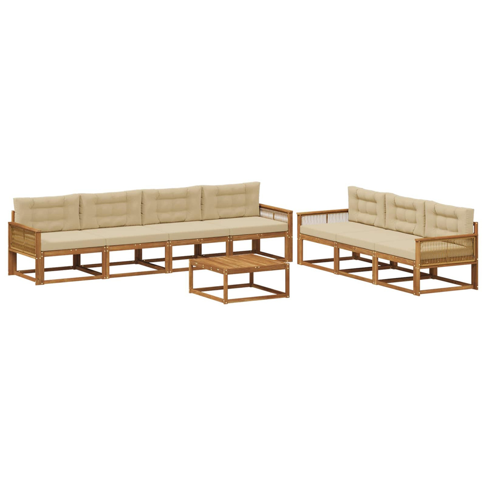 Ensemble de canapés d'extérieur 8 pcs naturel et beige