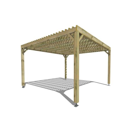 Pergola bois • 4m x 4m • indépendante • sens profondeur • lattage bois • livraison comprise