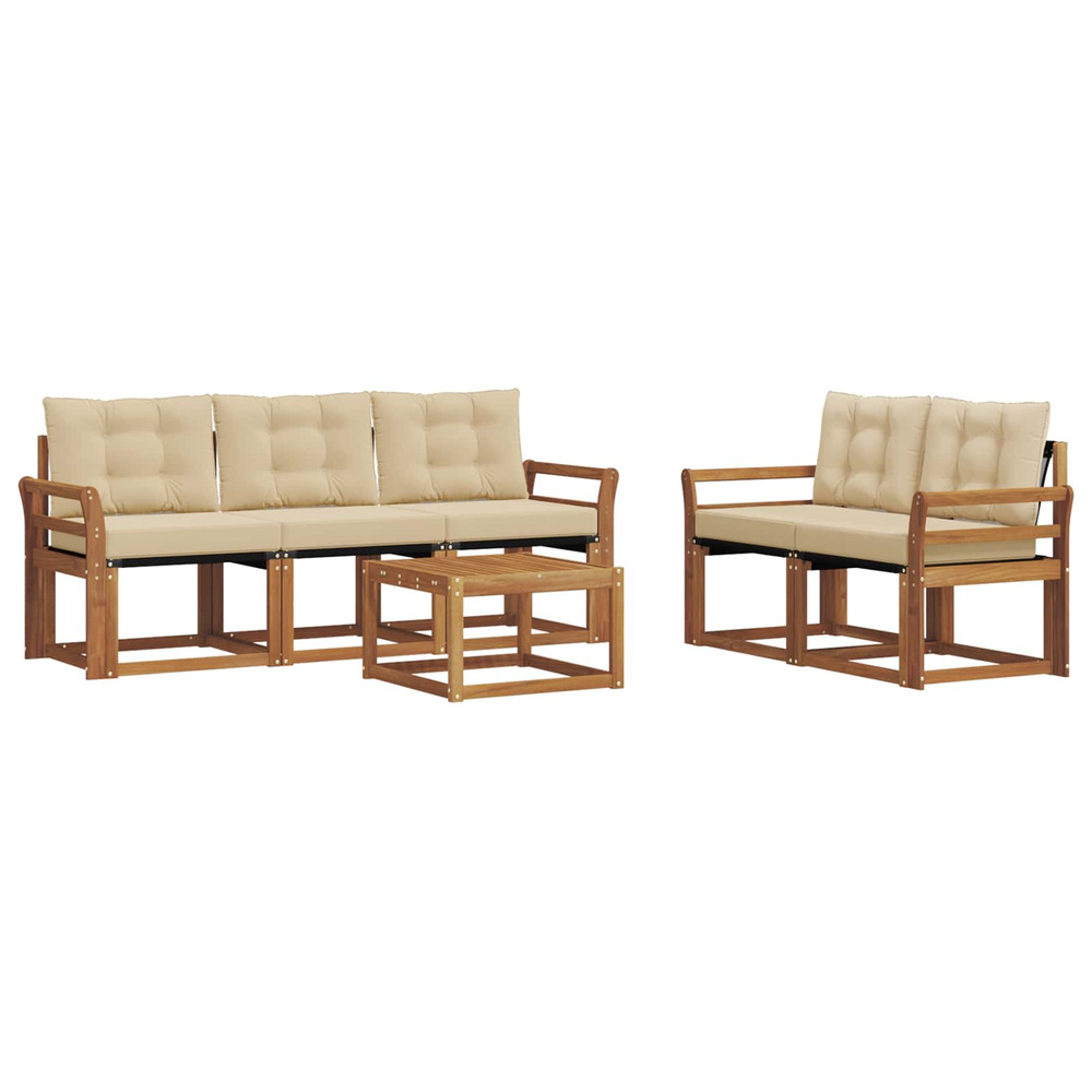 Ensemble de canapés d'extérieur 6 pcs naturel et beige