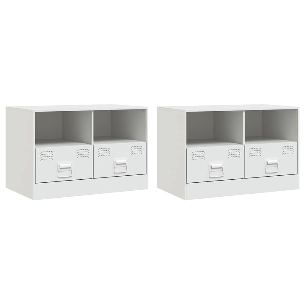 Meubles tv 2 pcs blanc 67x39x44 cm acier