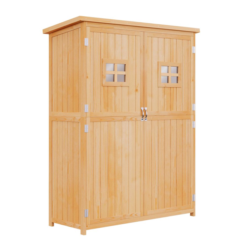 Armoire de jardin bois massif extérieur rangement 2 portes 128x50x164cm naturel - comfortxl outdoor living