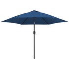 Parasol d'extérieur avec poteau en métal 300 cm bleu