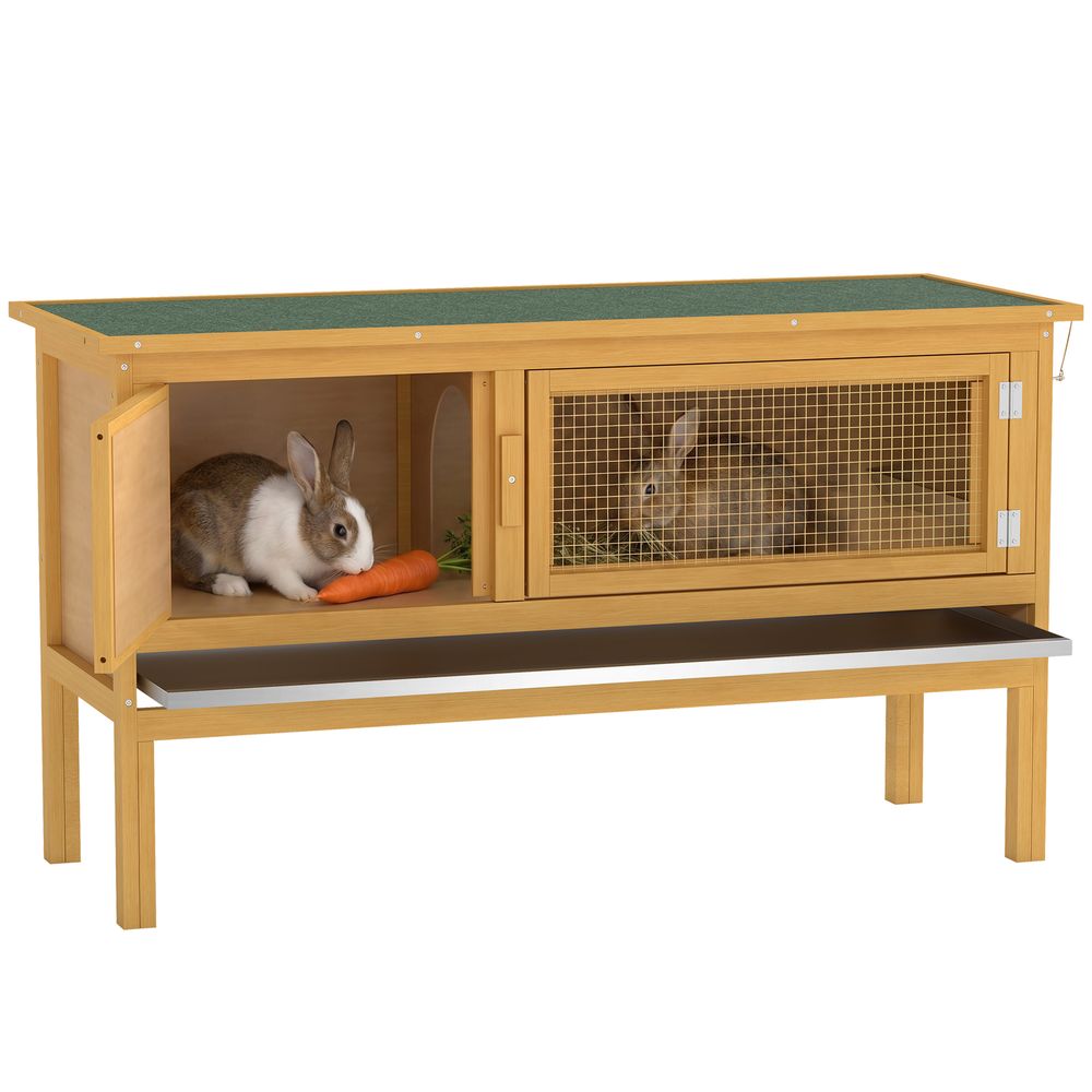Clapier lapins surélevé bois jaune clair 115 x 44,3 x 65 cm extérieur toit ouvrant