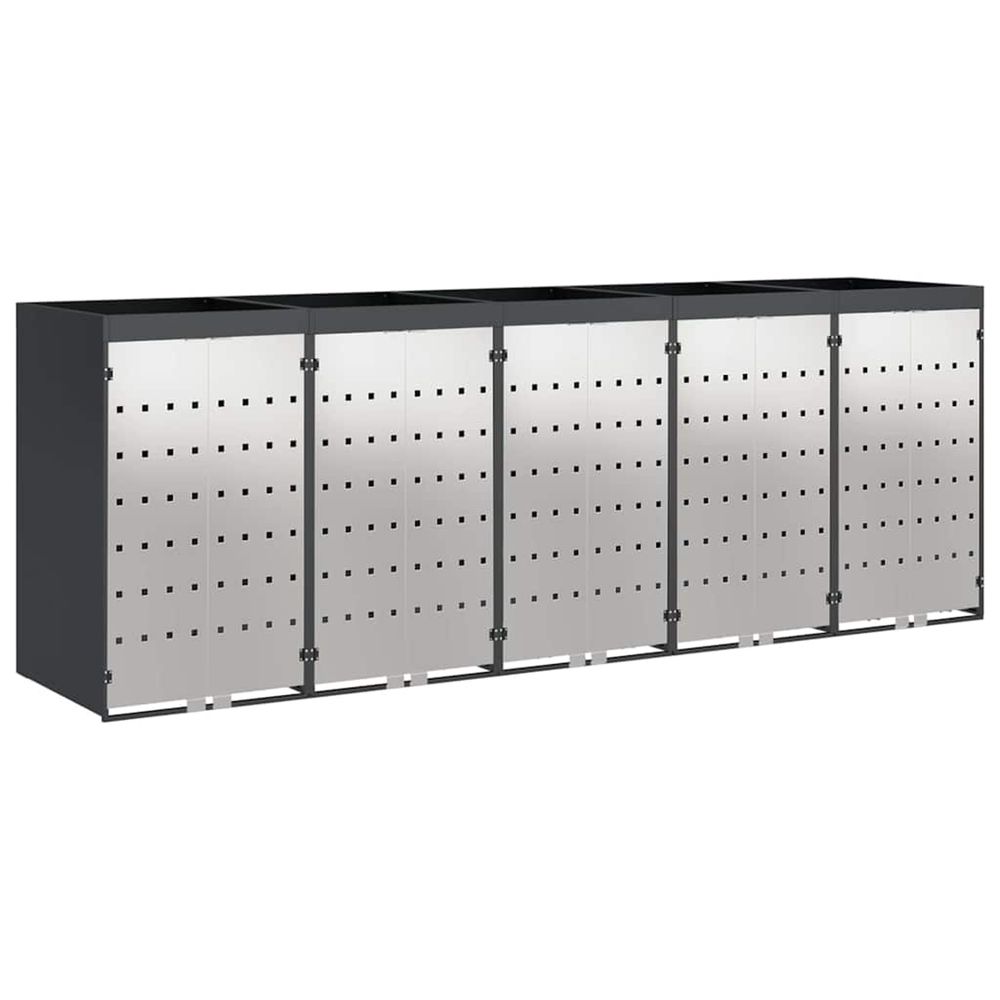 Rangement de poubelle à roulettes pour 3 poubelles anthracite