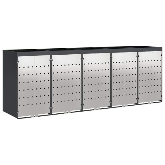Rangement de poubelle à roulettes pour 3 poubelles anthracite